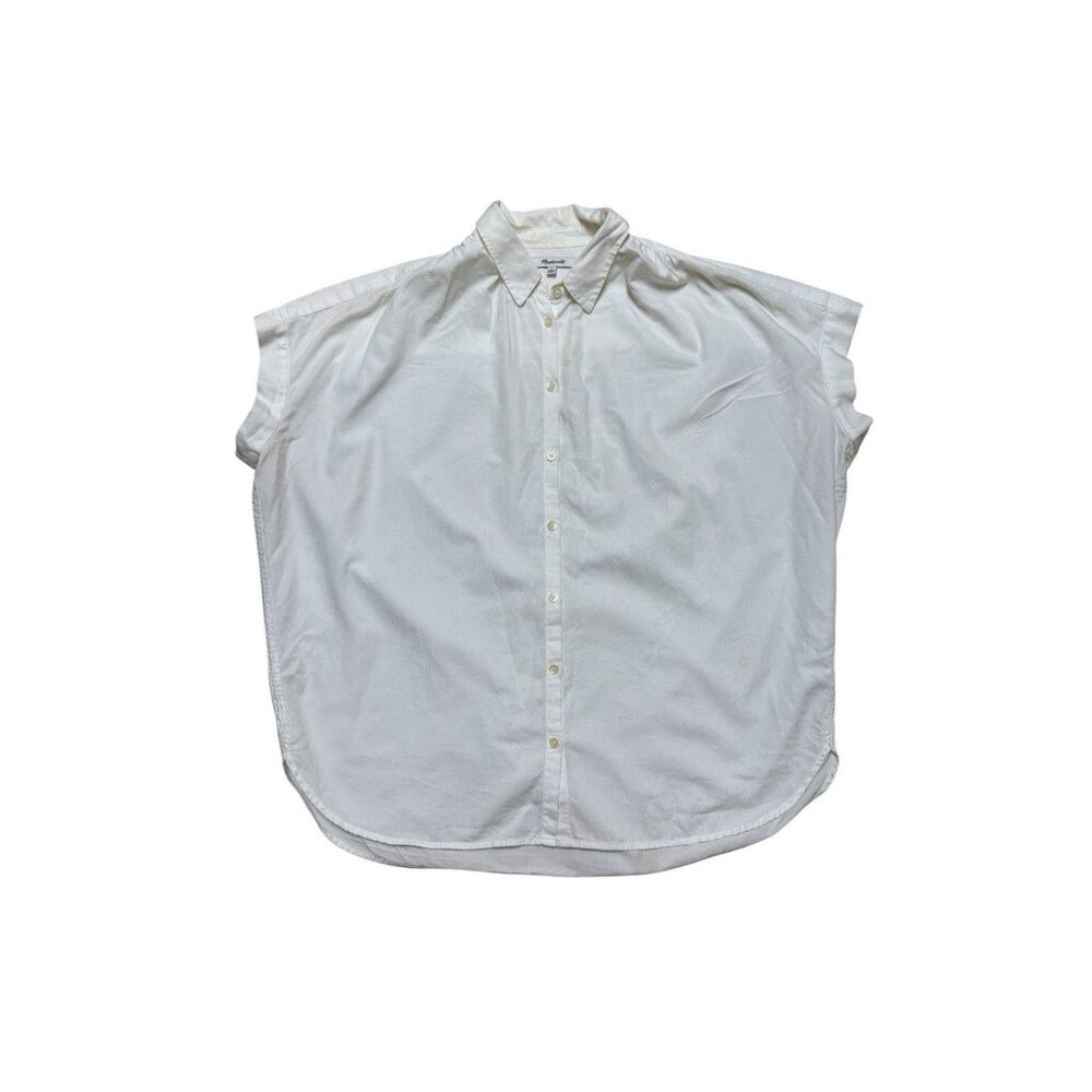 Madewell White Button Front Blouse Modal Cotton Boxy M